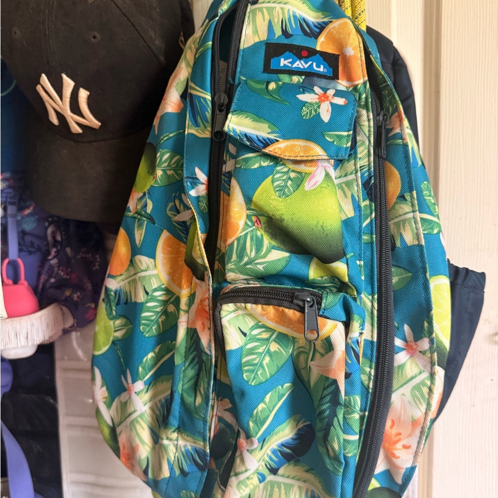 KAVU Tropical Print Sling Bag - Blue and Green special edition